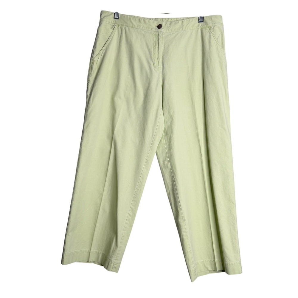 Eileen Fisher Carpenter Pants Womensā M Green Cotton Capri Crop Chino Lagnelook